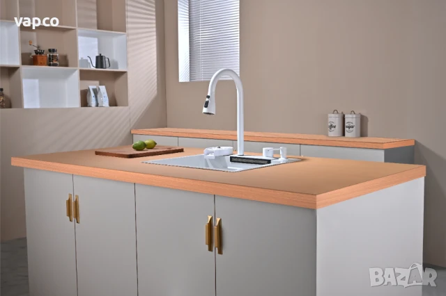 Бяла мултифункционална кухненска мивка 50см, снимка 3 - Мивки - 50954158