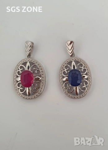 СРЕБЪРНА ВИСУЛКА 925 СЪС САПФИР ИЛИ РУБИН