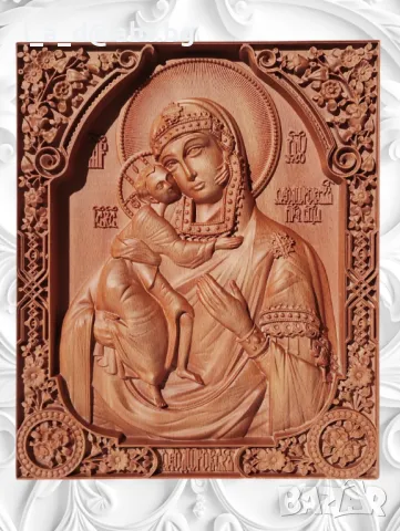 Икона на Св. Богородица - авторска дърворезба