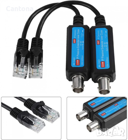 Конвертор IP Ethernet към BNC коаксиален, за камера, UTP RG59/RJ45 4-жичен, снимка 2 - Други - 36239782