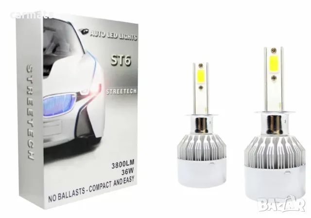 Лед крушки - Led система Н1 за фарове - 7600 Лумена, 36W - COB 6000K