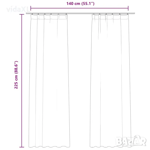 vidaXL Затъмняващи завеси с куки, 2 бр, кадифе, бежови, 140x225 см, снимка 7 - Пердета и завеси - 56146002
