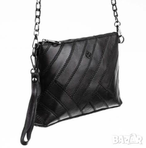 Модерна дамска чанта от ест. к. в елегантен дизайн с метлна дръжка за рамо тип синдцир 32/20см, снимка 1 - Чанти - 44743283