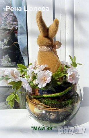 Кафяво зайче в стъклена сфера, снимка 4 - Декорация за дома - 53827337