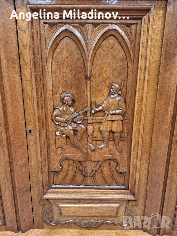 Комод, скрин, бюфет, шкаф с богата дърворезба , снимка 7 - Шкафове - 52677141