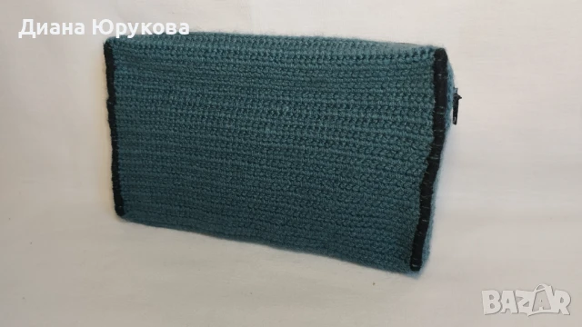 Дамско плетено портмоне петрол