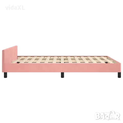 vidaXL Рамка за легло с табла без матрак, розова, 140x200 см, кадифе, снимка 6 - Спални и легла - 56147161
