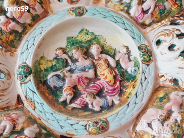 Порцеланова фруктиера ''Каподимонте''Capodimonte Porcelain, снимка 3 - Антикварни и старинни предмети - 41580483