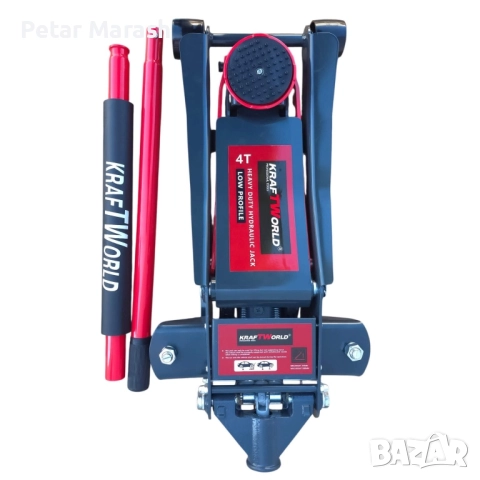 4T Нископрофилен Хидравличен Крик с Двойна Помпа KraftWorld – 4T, 83–465 мм, снимка 6 - Други инструменти - 52222315