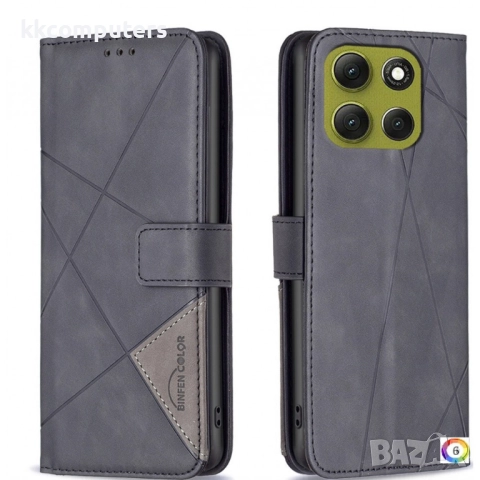 Motorola Moto G86 5G / Power 5G Кожен Калъф-Портфейл със стойка и Протектор - BINFEN COLOR [Геометри