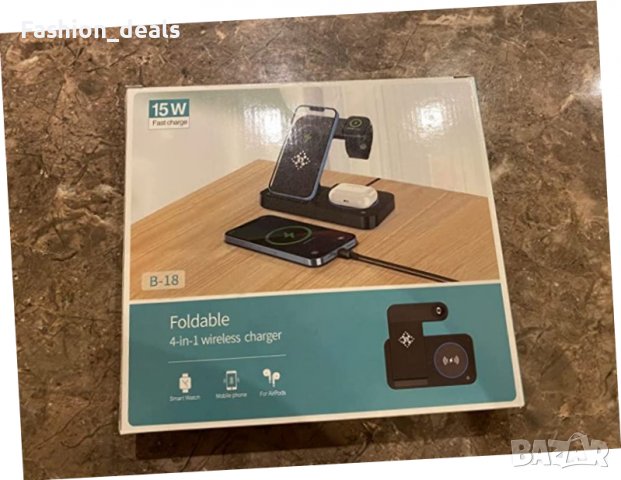 3 в 1 Нова стойка зарядно телефон слушалки часовник Магнитна станция iPhone Apple Watch AirPods, снимка 6 - Аксесоари за Apple - 40173693