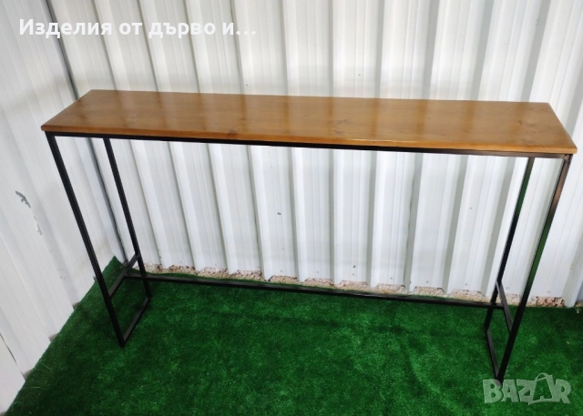 метална бар маса с дървен плот в наличност , снимка 2 - Маси - 52419225
