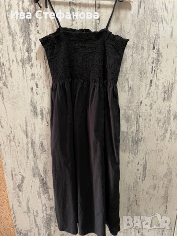Нова 42 номер дълга спортно елегантна ежедневна черна памучна рокля ластична горна част , снимка 6 - Рокли - 41676561