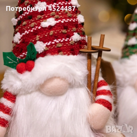 Светеща коледна играчка – Декорация с LED осветление и плетена шапка, снимка 3 - Декорация за дома - 52580174