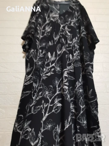 ДЪЛГА РОКЛЯ В ЧЕРНО И БЯЛО 4XL-6XL, снимка 3 - Рокли - 51010217