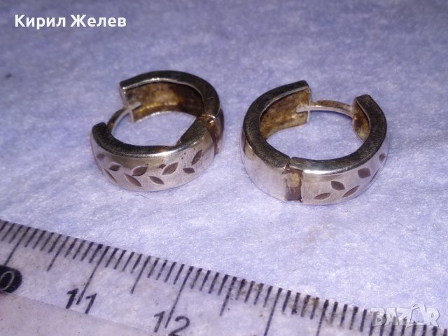 СТАРИ РЪЧНО ФЛОРАЛНО ОРНАМЕНТИРАНИ АРТ ДЕКО СРЕБЪРНИ ОБЕЦИ АНГЛИЯ СРЕБРО 925 МАЙСТОРСКИ 38696, снимка 3 - Обеци - 41730288