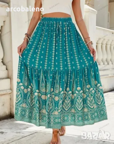 Дамска бохемска празнична пола с висока талия, 3цвята , снимка 10 - Поли - 49623203