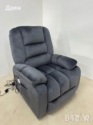 Масажно кресло HOMCOM, повдигаш механизъм, 8 точки за масаж, отопление, кадифе 