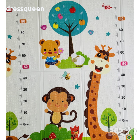 4137 Сгъваемо детско килимче за игра, топлоизолиращо 180x200x1cm - Жираф и Цифри, снимка 5 - Други - 44615700