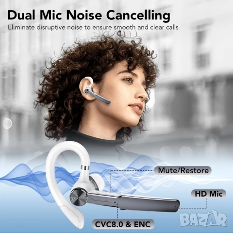 НОВА Bluetooth 5.3 Слушалка за шофиране (хендсфри) - Q19, 110 часа, двойна връзка, водоустойчива, снимка 8 - Слушалки, hands-free - 52914767