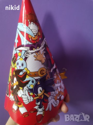 Соник Sonic картонена парти шапка шапки рожден ден, снимка 2 - Други - 34703016