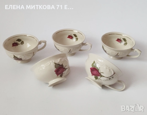 5 бр.красиви порцеланови чашки за чай/дълго кафе-полски