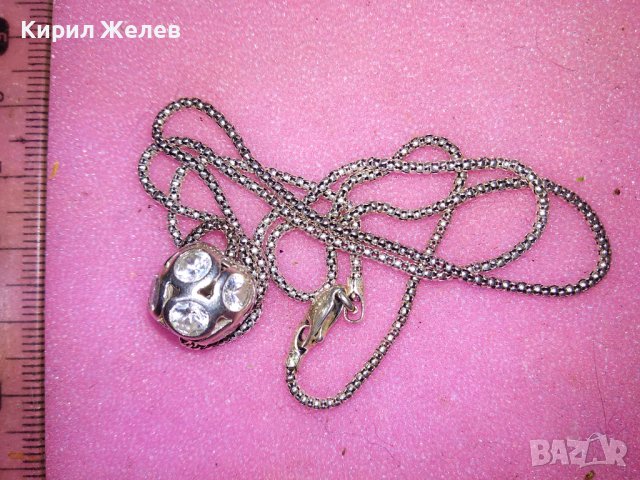 КАРСИВО НЕЖНО ФЕШЪН АРТ СРЕБЪРНО КОЛИЕ СРЕБО 925 с ИСКРЯЩИ ФАСЕТИРАНИ МОЙСАНИТИ 43196, снимка 4 - Колиета, медальони, синджири - 44315204