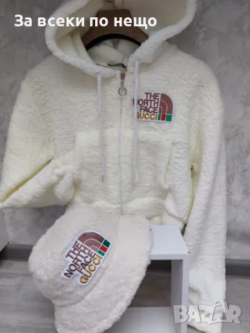 Дамски суичър с бродирано лого The North Face Gucci - 3 налични цвята Код LFS102, снимка 3 - Суичъри - 47552634