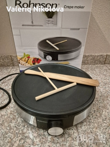 Уред за палачинки Rohnson - R-2202, 1200W, 30 cm, черен/сив