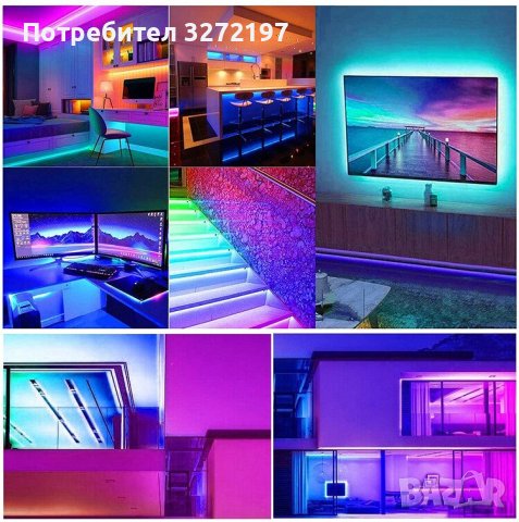 RGB LED лента,3 метра, 60 светлини,дистанционно упр.,USB,Bluetooth,Smart APP Control, снимка 9 - Лед осветление - 41244836