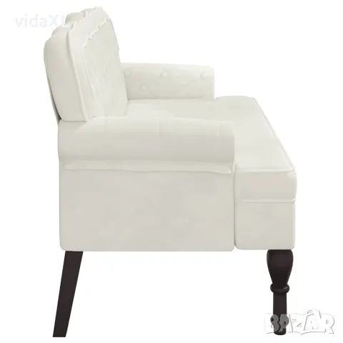 vidaXL Пейка с облегалка, кремава, 119,5x64,5x75 см, кадифе, снимка 4 - Дивани и мека мебел - 56147397