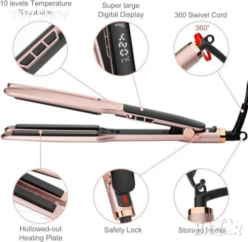Нова преса Екстра Широк Уред за Изправяне на Коса с 10 Температурни Настройки, снимка 2 - Преси за коса - 49723855