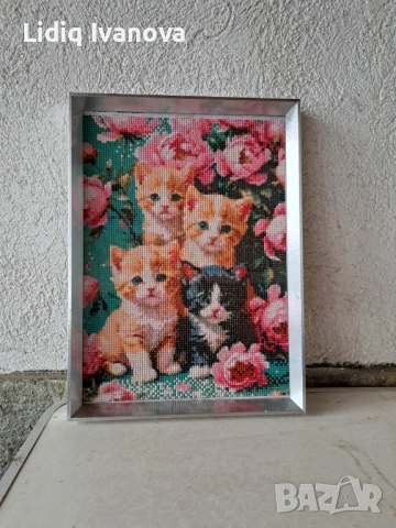 Диамантен гоблен котки-готов и рамкиран, снимка 4 - Гоблени - 50769450