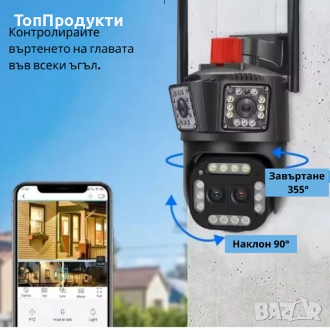 Тройна Smart WiFi безжична IP камера , снимка 2 - IP камери - 52934699