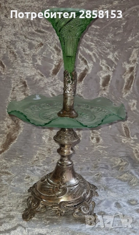 Старинна посребрена поставка Арт Деко, Epergne, снимка 5 - Антикварни и старинни предмети - 50623848