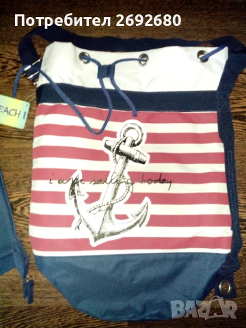 Нов с етикет комплект чанта и портфейл/щампа на котва, снимка 3 - Чанти - 51224400