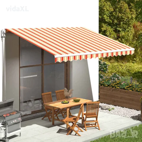 vidaXL Резервен плат за тента, жълт и оранжев, 450x300 см, полиестер, снимка 2 - Облицовки - 56146587