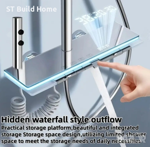 🚿 Луксозен LED Душ Панел с Пиано Клавиши и Цифров Дисплей | STBuildHome, снимка 3 - Душове - 53622224