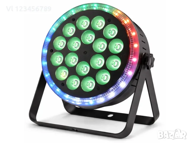 LED Цветен Диско прожектор с 18 диода / Дискотечна лампа