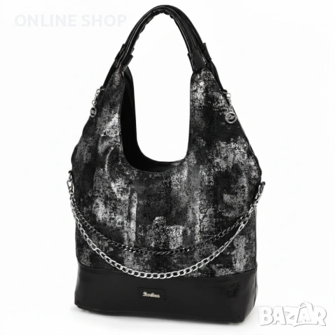 Дамска чанта от екологична кожа в черен цвят НОВА, снимка 9 - Чанти - 53587567