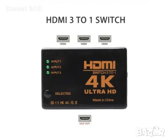 4K HDMI switch / суич висококачествен 3 входа към 1 изход, снимка 2 - Друга електроника - 47543675