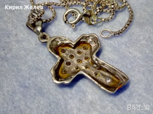СКЪПОЦЕНЕН АРТ КРЪСТ с НЕЖНА СРЕБЪРНА ВЕРИЖКА СРЕБРО 925 с БЯЛА ПОЗЛАТА и ИСКРЯЩИ ЦИРКОНИ 29167, снимка 11 - Колиета, медальони, синджири - 50136190