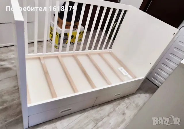 Бебешко/Детско креватче с две нива ИКЕА+подаръци матраче и комарник, снимка 6 - Мебели за детската стая - 49042598