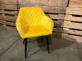 Стол плюш, жълт, Кресло с метални крака, снимка 3
