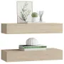 vidaXL Стенни рафтове с чекмеджета, 2 бр, дъб, 60x23,5x10 см, МДФ, снимка 4