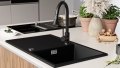 Кухненска мивка от Гранит модел Ибиса 780 х 500 мм - Черна, снимка 6