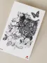 3 модела тигър с цветя роза черно бял временна татуировка татос татус Tattoo, снимка 2