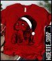 Червена дамска тениска с щампа CUTE CHRISTMAS CAT за Коледа