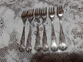 Стари антикварни посребрени прибори вилички 6 бр. маркирани, снимка 5