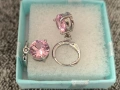 Сребърни обеци с розов цирконии , снимка 4